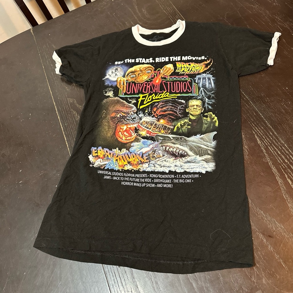 Universal Studios Hollywood See The Stars Ride The Movies Tee Shirt Black Size S